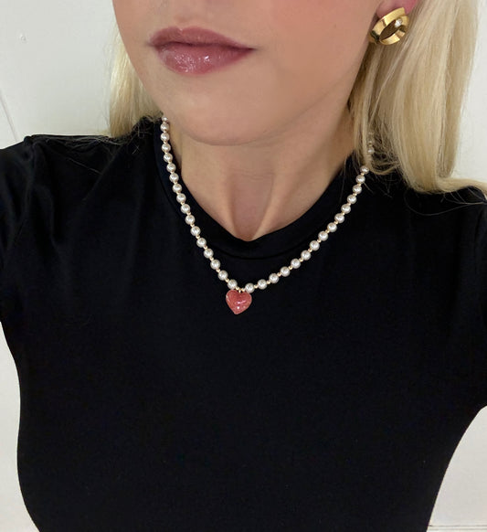 Vintage Pearl/Heart Necklace