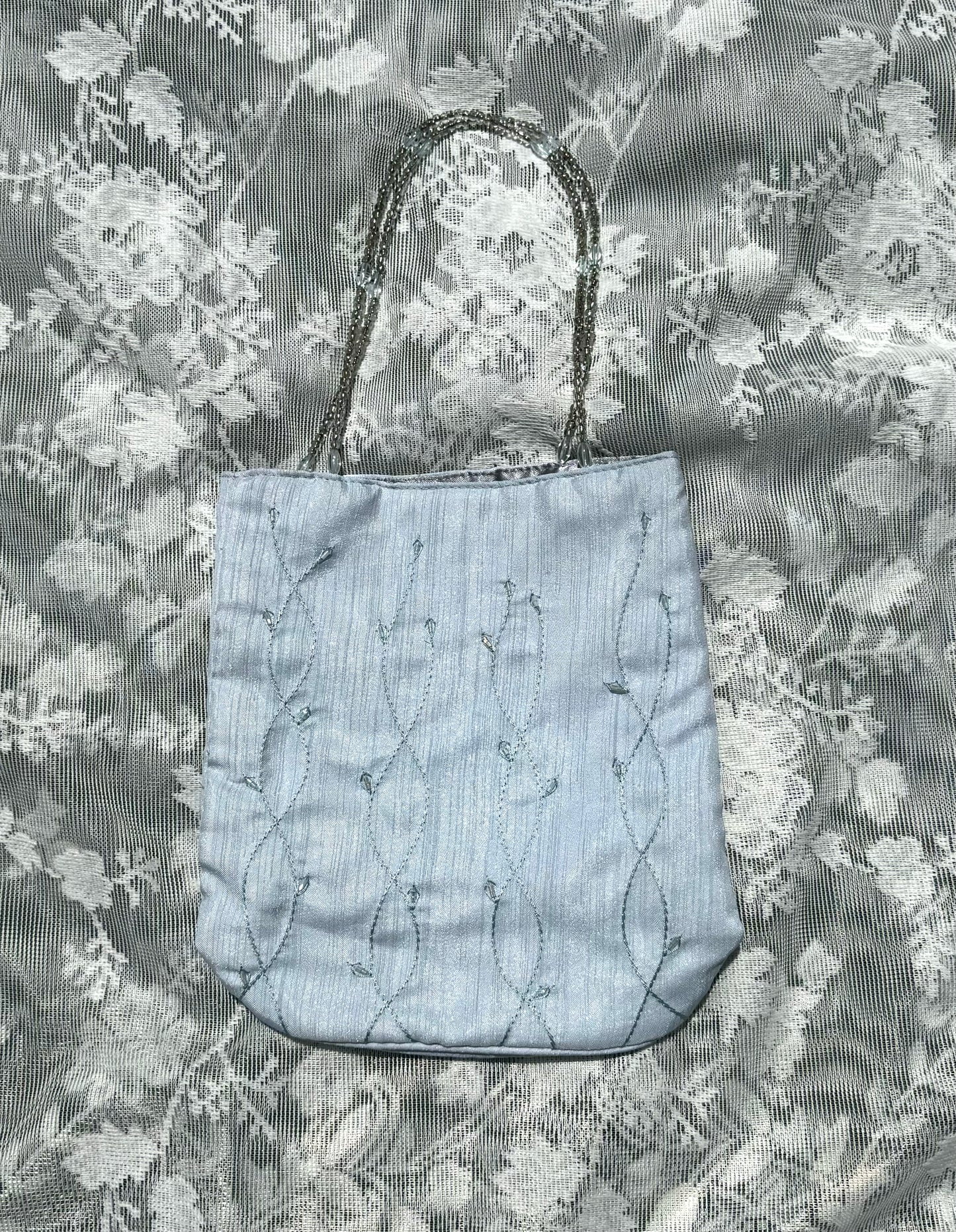 Y2k Shimmer Light Blue Beaded Purse