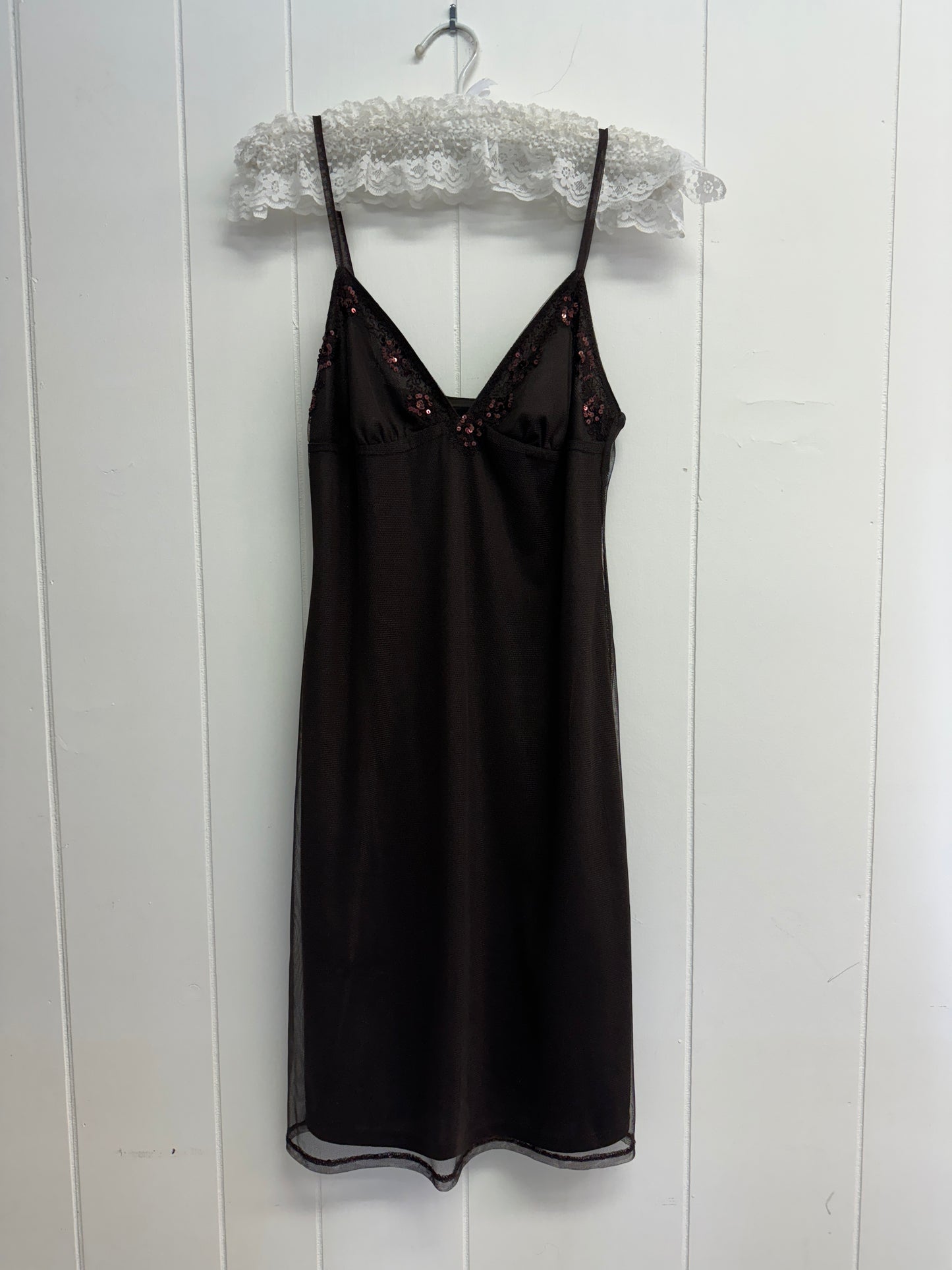 S Y2k Brown Sequin Midi Dress