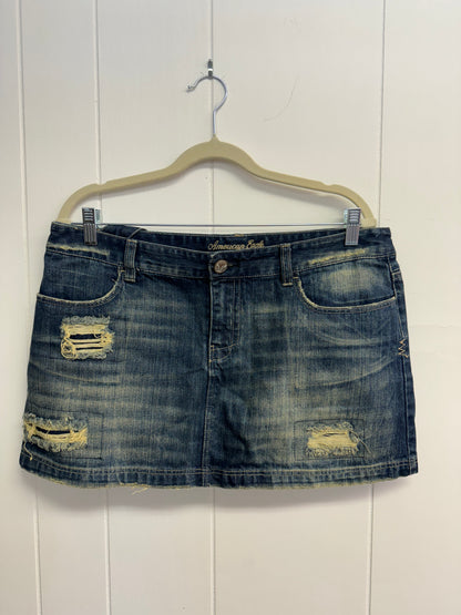 12/L Y2k Faded Denim Micro Mini