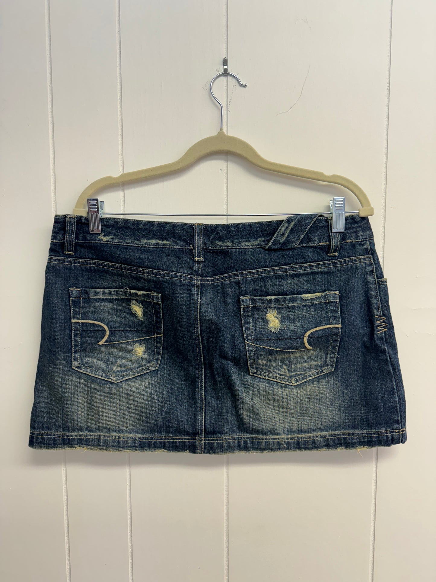 12/L Y2k Faded Denim Micro Mini