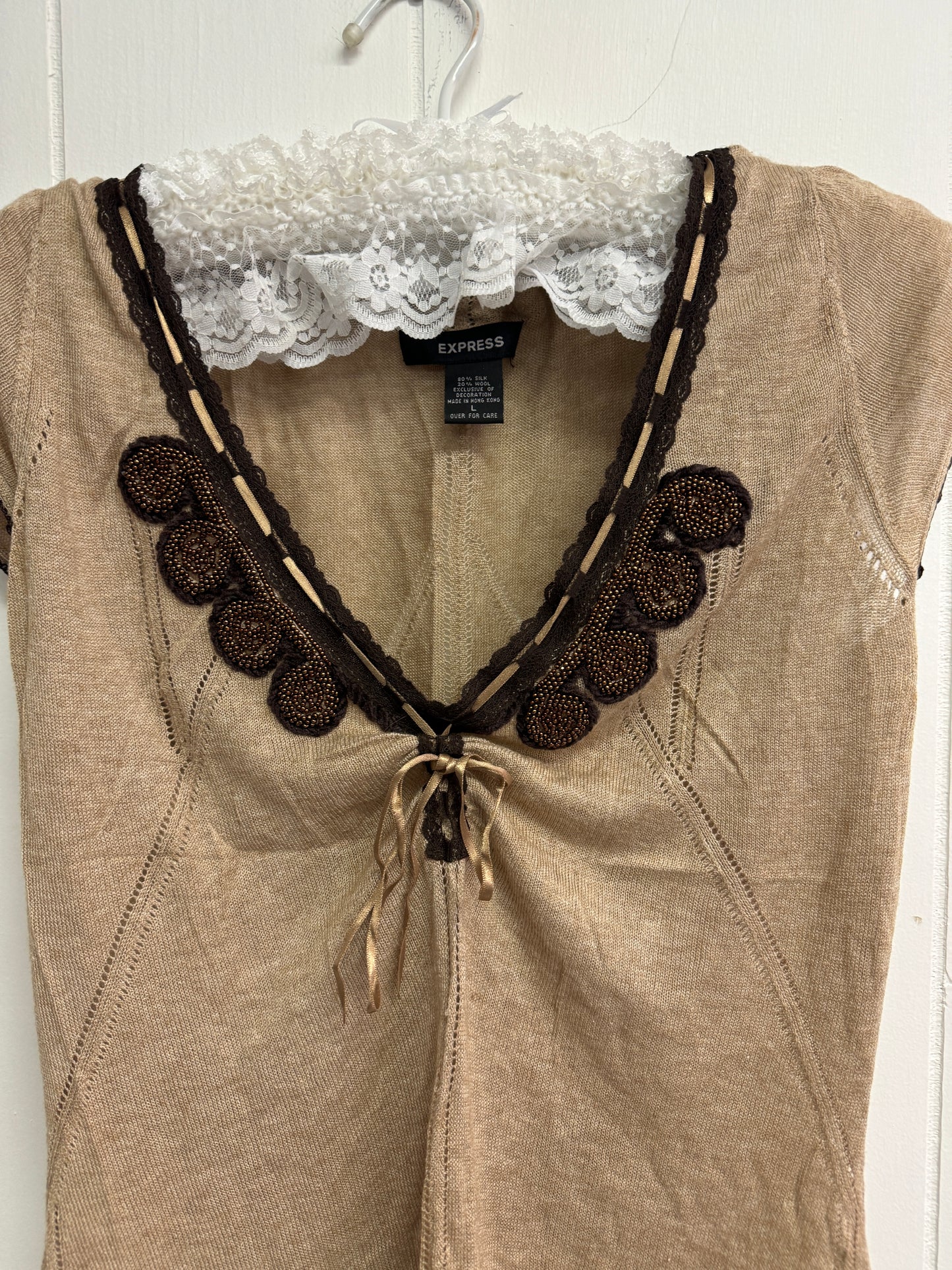 M/L Y2k Boho Beaded Top