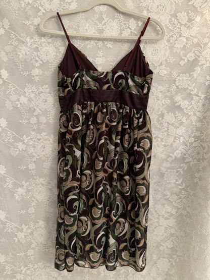 M Y2k Green/Brown Swirl Dress