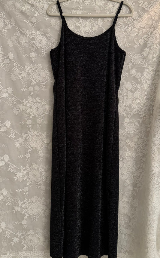 L Vintage/Y2k Black Shimmer Maxi Dress