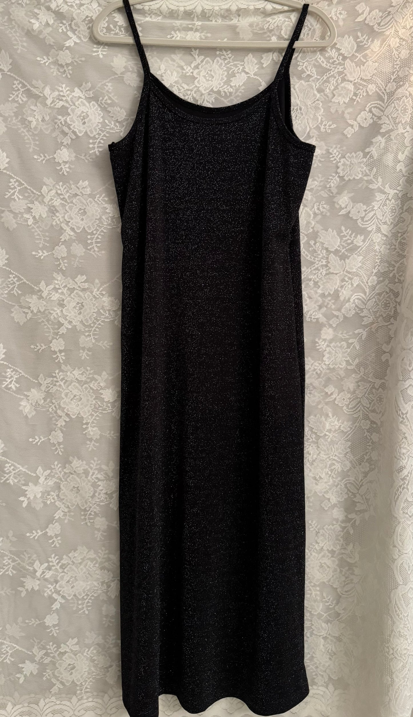 L Vintage/Y2k Black Shimmer Maxi Dress