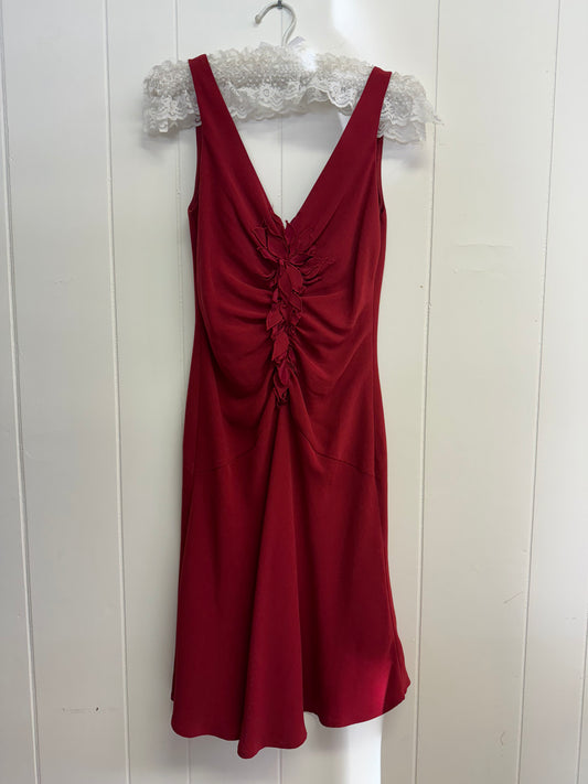 XS Y2k BCBG Red Ruffle Midi Dress