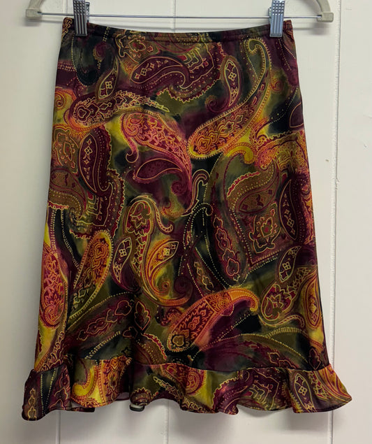 XS/S Vintage/Y2k Brown Paisley Midi Skirt