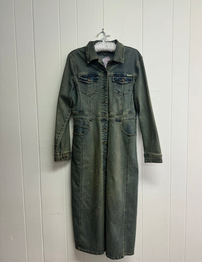 S-L Y2k Distressed Denim Trench