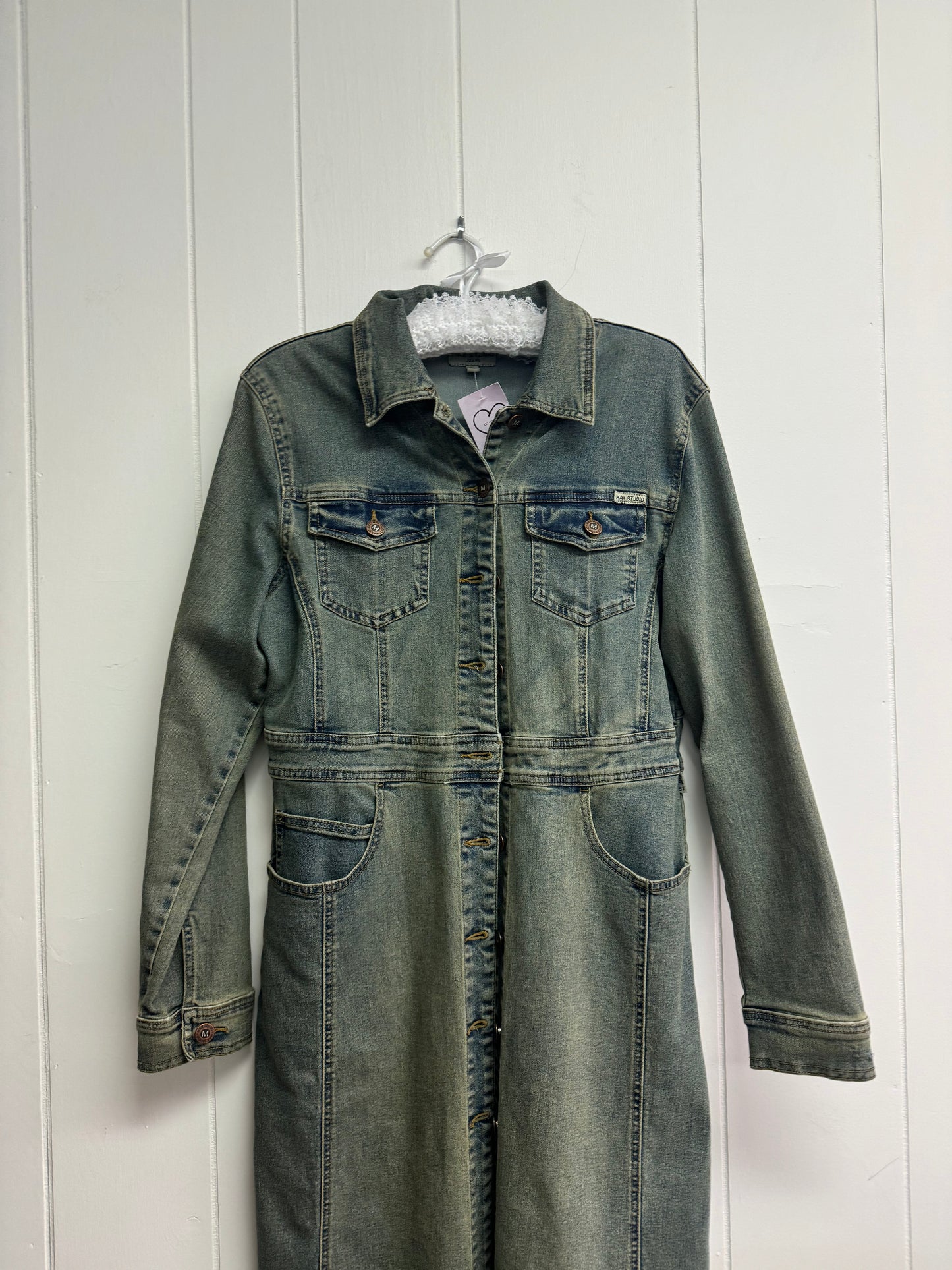 S-L Y2k Distressed Denim Trench