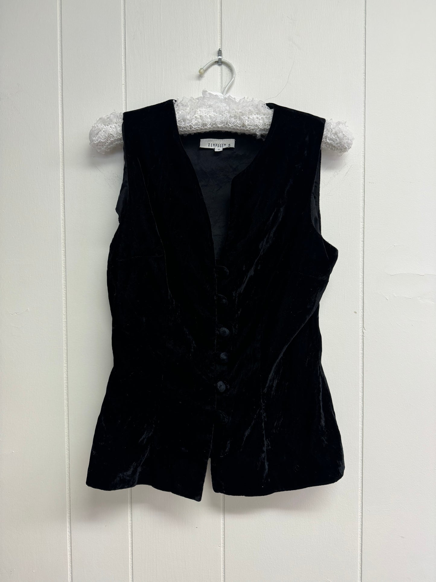 S Black Velvet Vest