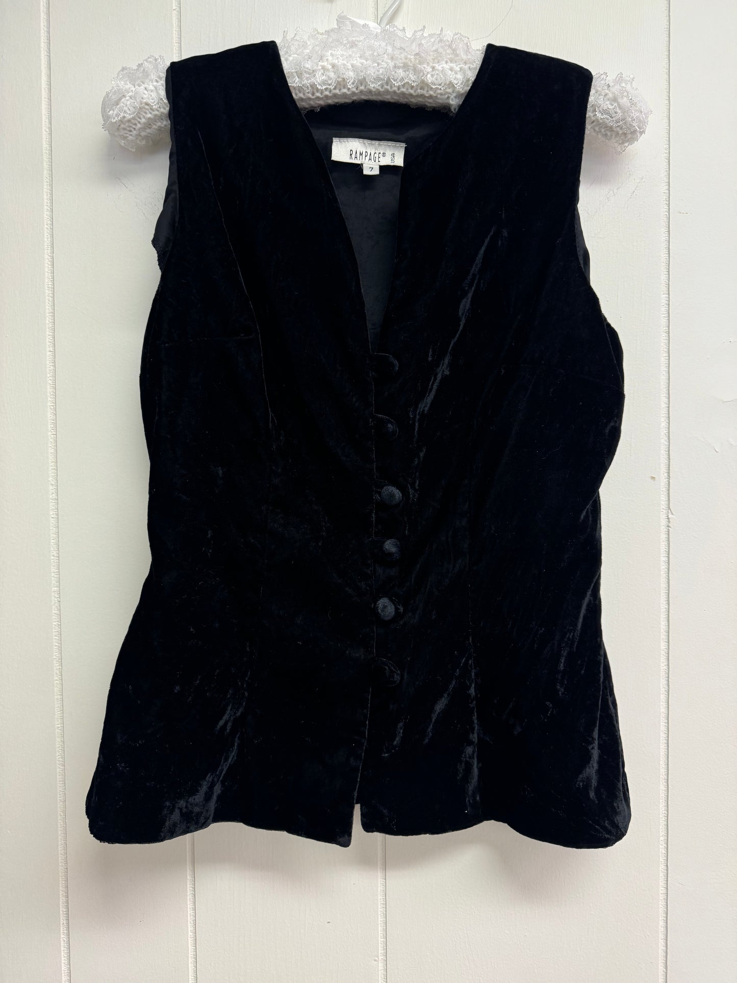 S Black Velvet Vest