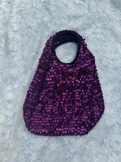 Y2k Purple Sequin Slouchy Bag- AS IS