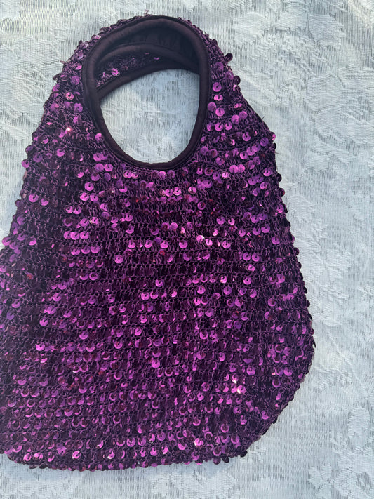 Y2k Purple Sequin Slouchy Bag- AS IS