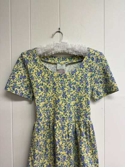 S/M Vintage Yellow/Floral Mini Dress