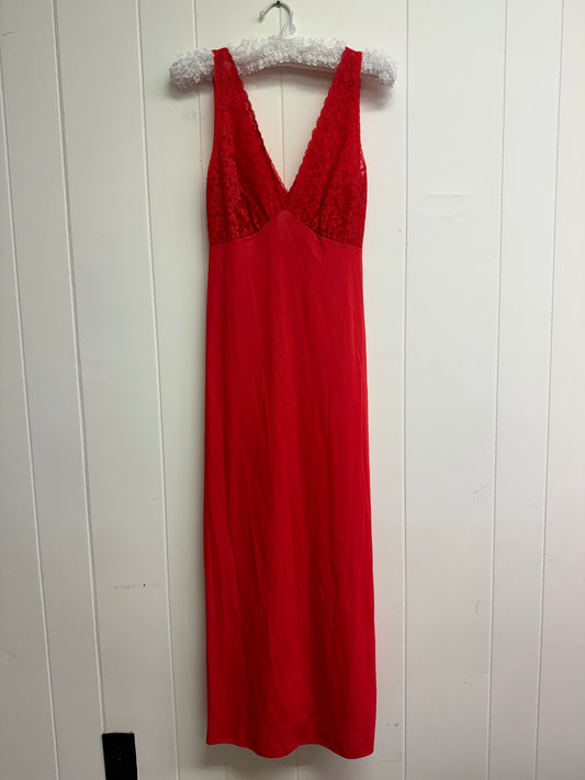 S Vintage Red Lace Maxi Slip