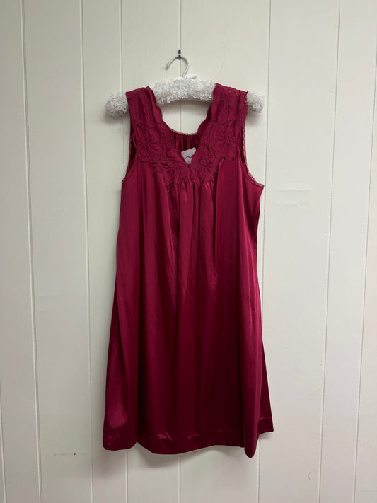 S-L Vintage Red Midi Slip Dress with Lace