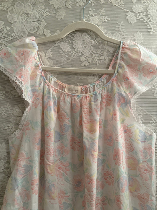 S-L Vintage Matching Pastel Floral Duster & Nightdress