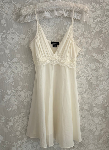 S Vintage White Mini Slip Dress