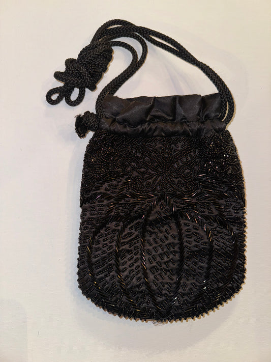 Small Black Beaded Crossbody Bag