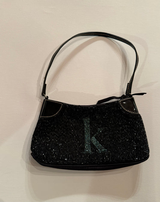 Y2K "K" Initial Small Beaded Bag