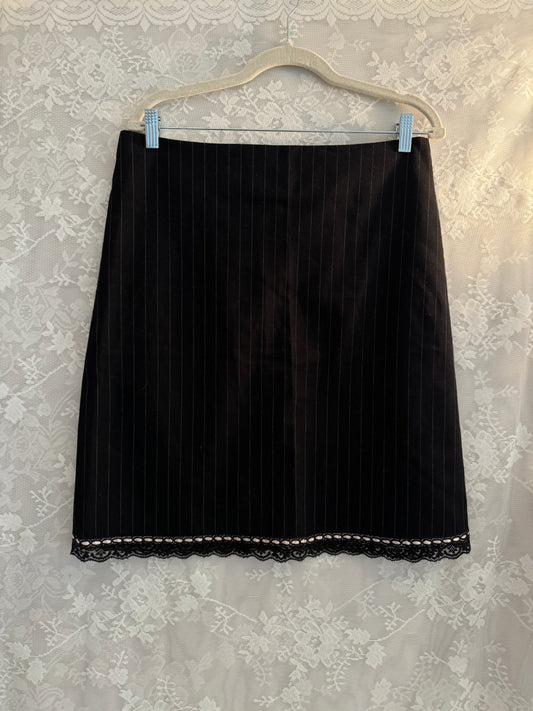 6/8 Y2K Striped Lace Midi Skirt