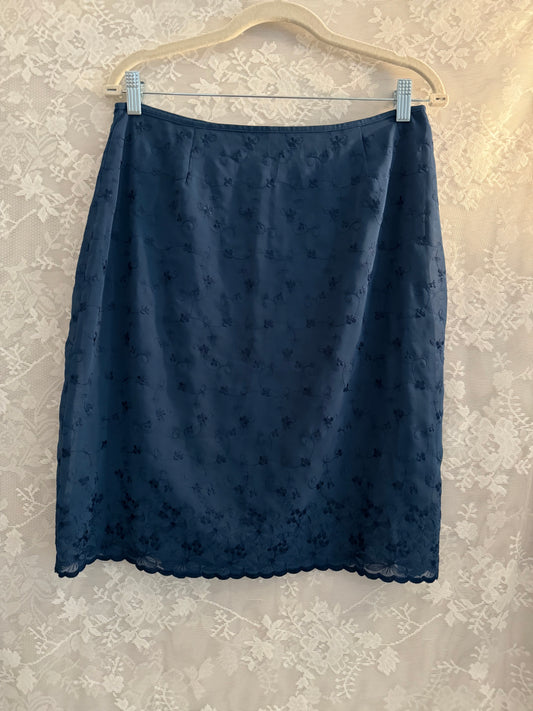 Blue Flower Midi Skirt