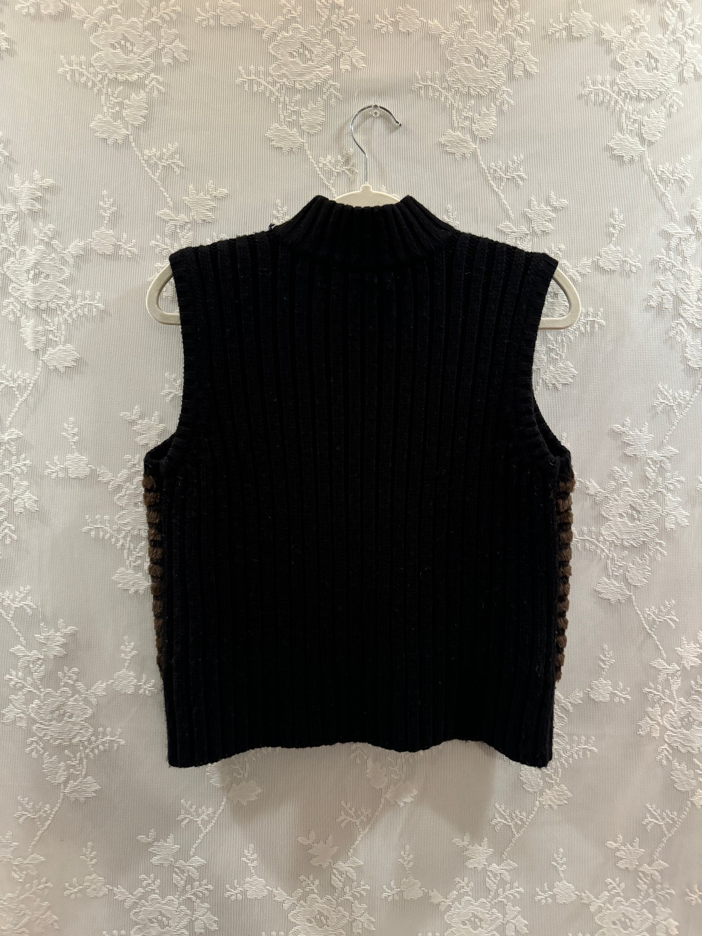 S 90s/Y2k Brown Stripe Furry Vest