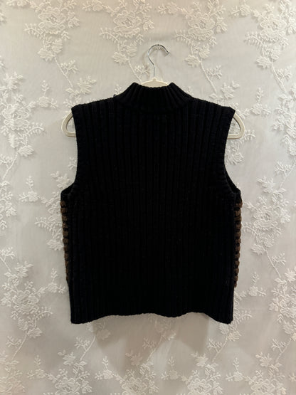 S 90s/Y2k Brown Stripe Furry Vest