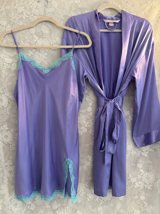 Y2K Purple & Aqua Trim Slip & Duster