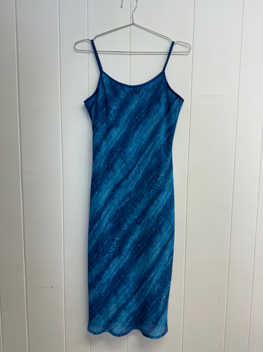 S/M Y2k Blue Tie Dye Midi Dress