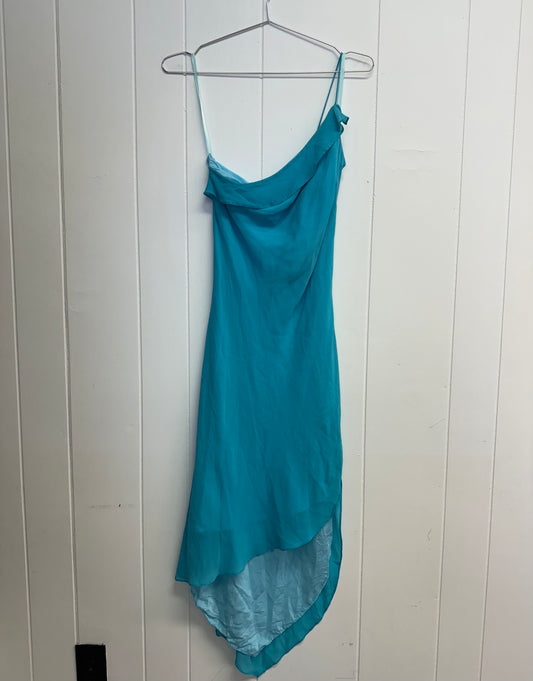 2/4 Y2k Electric Blue Silky Dress