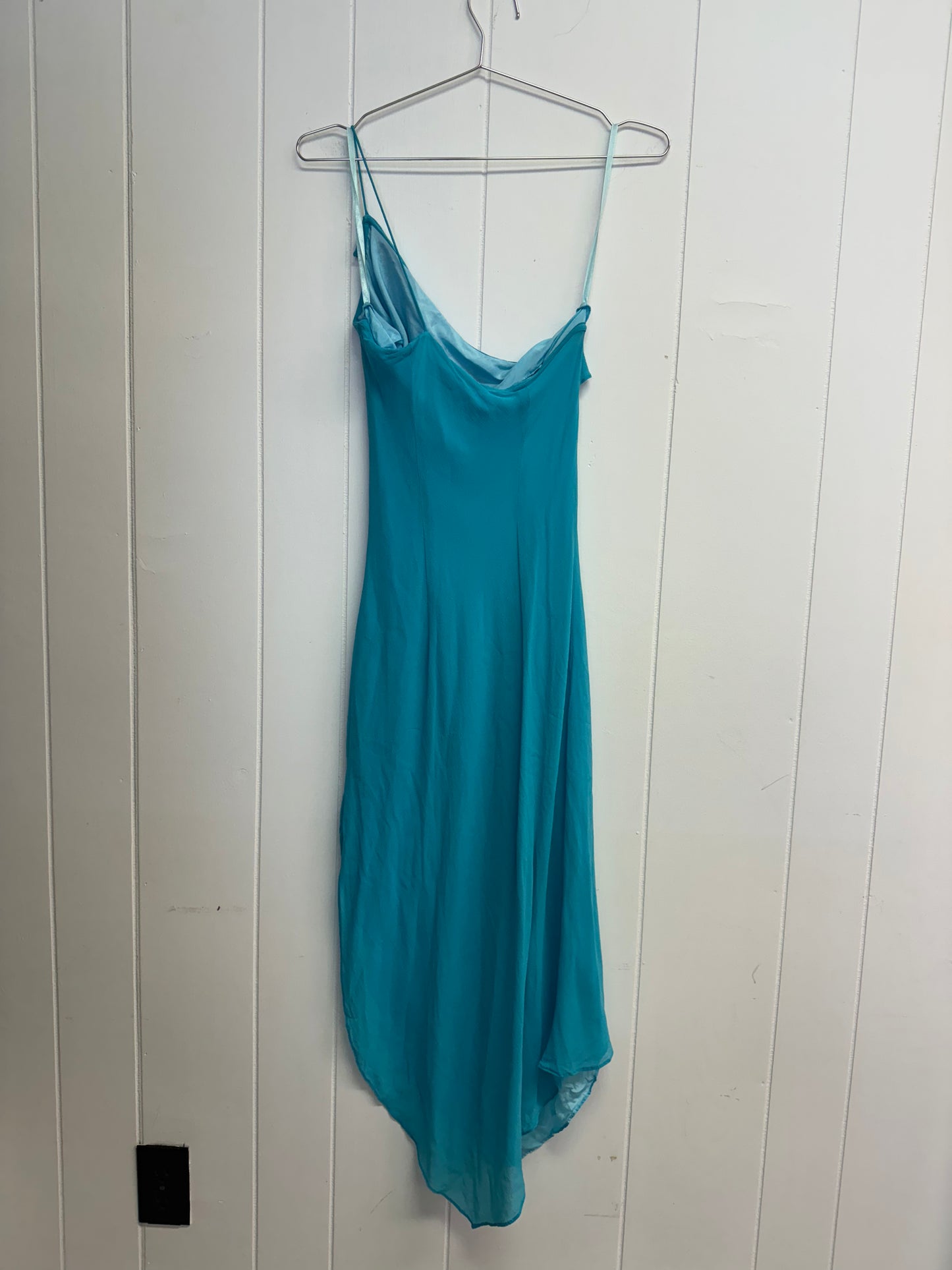 2/4 Y2k Electric Blue Silky Dress