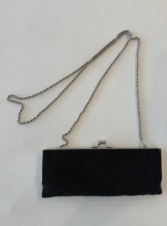 Black Beaded Clutch/Crossbody Bag