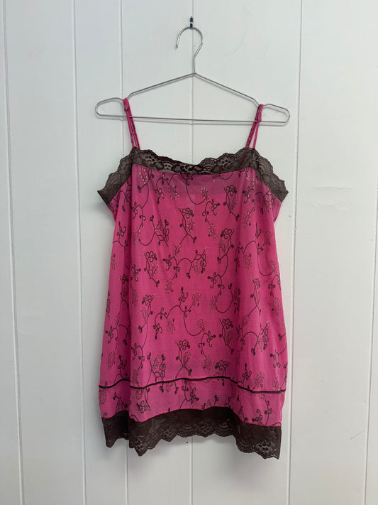 XL Pink tank w/ Lace