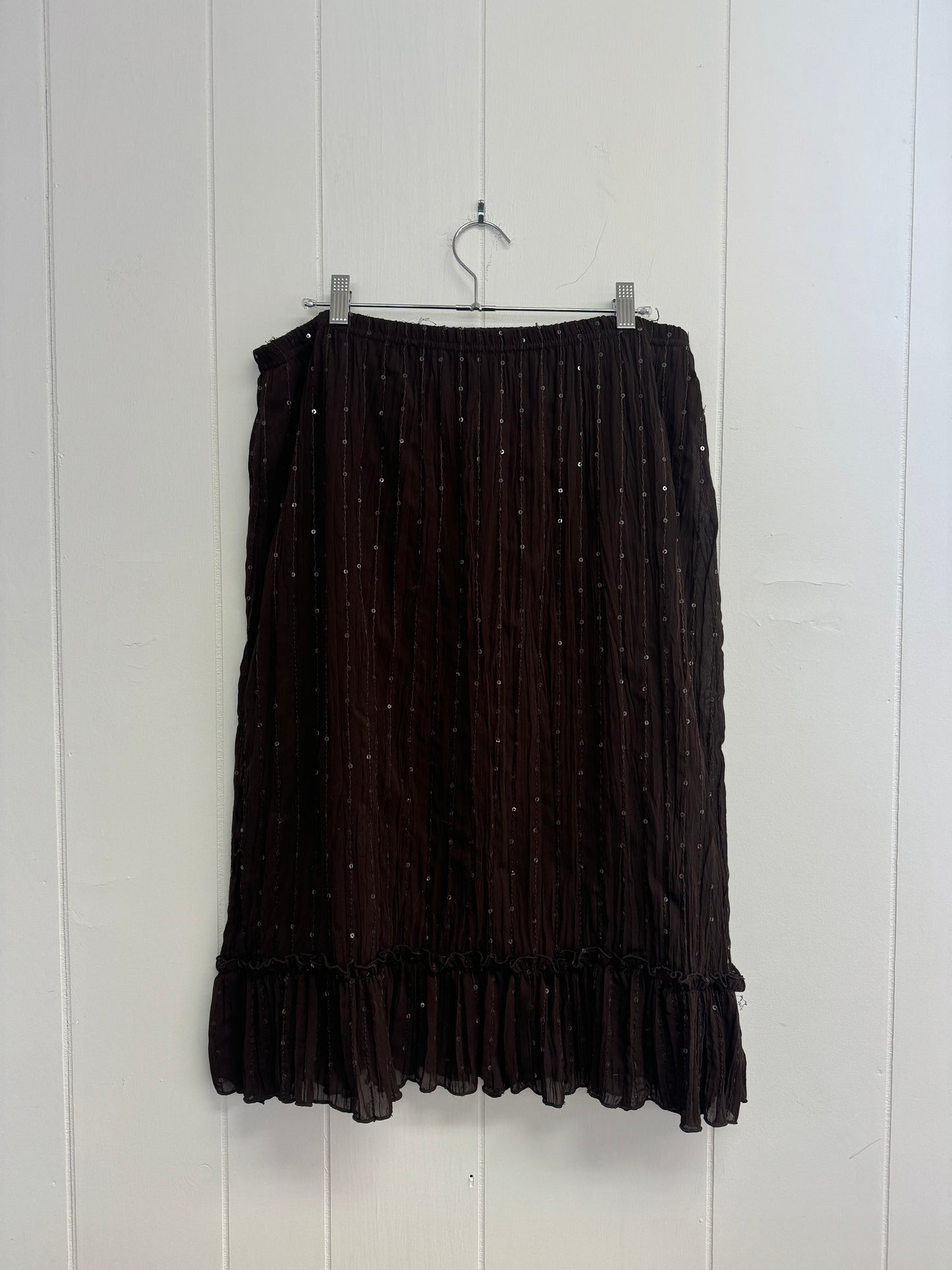 XL/35" Brown Sequin Midi Skirt-AS IS