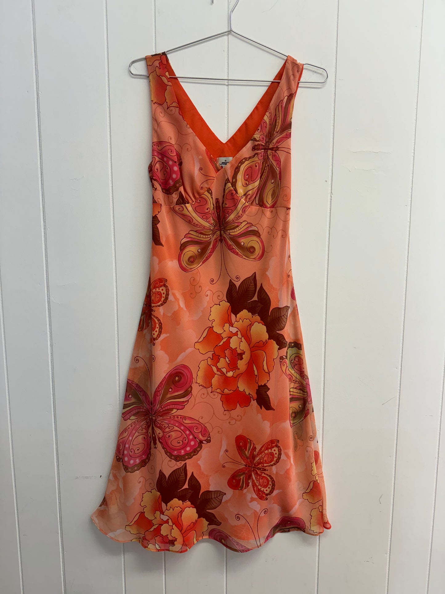 4/6 Y2k Orange Flower Midi Dress