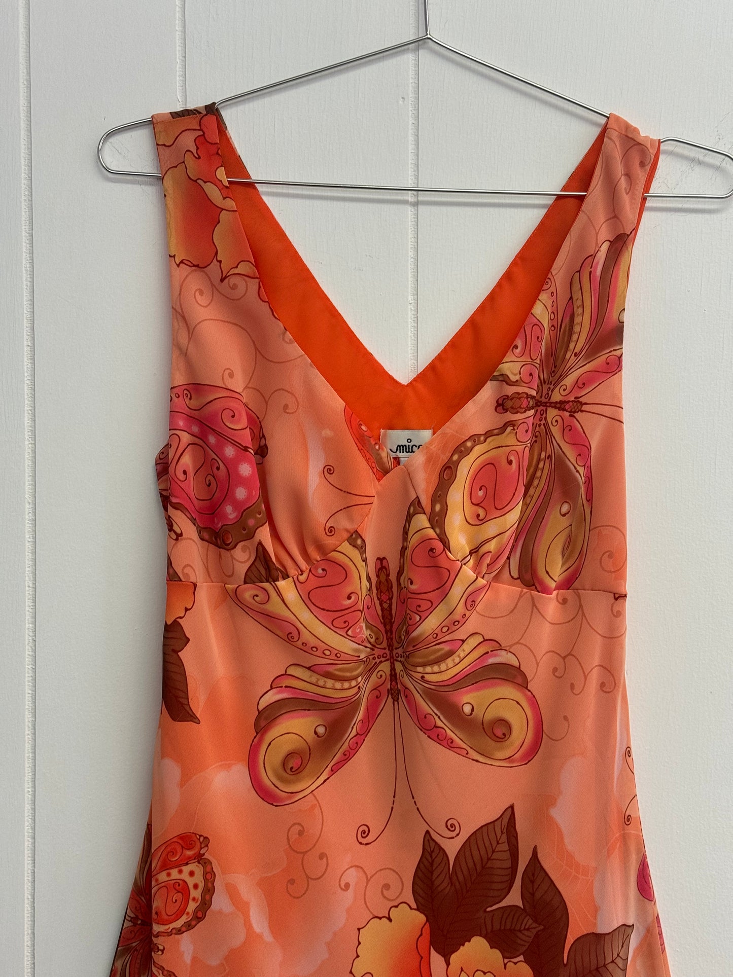 4/6 Y2k Orange Flower Midi Dress