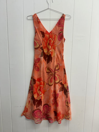 4/6 Y2k Orange Flower Midi Dress