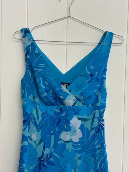 S/M Blue Tropic Midi Dress