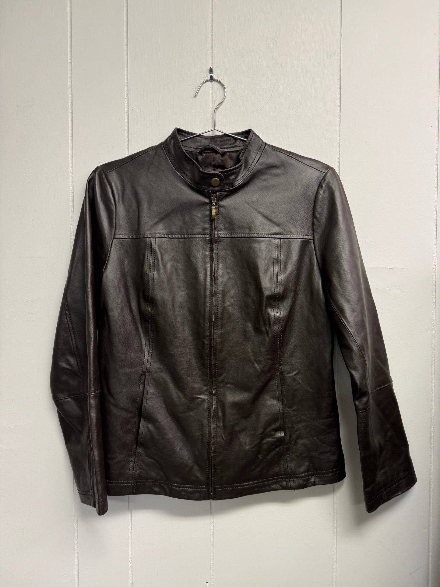 S/M Vintage Leather Zip Jacket