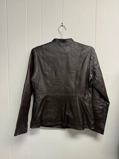 S/M Vintage Leather Zip Jacket