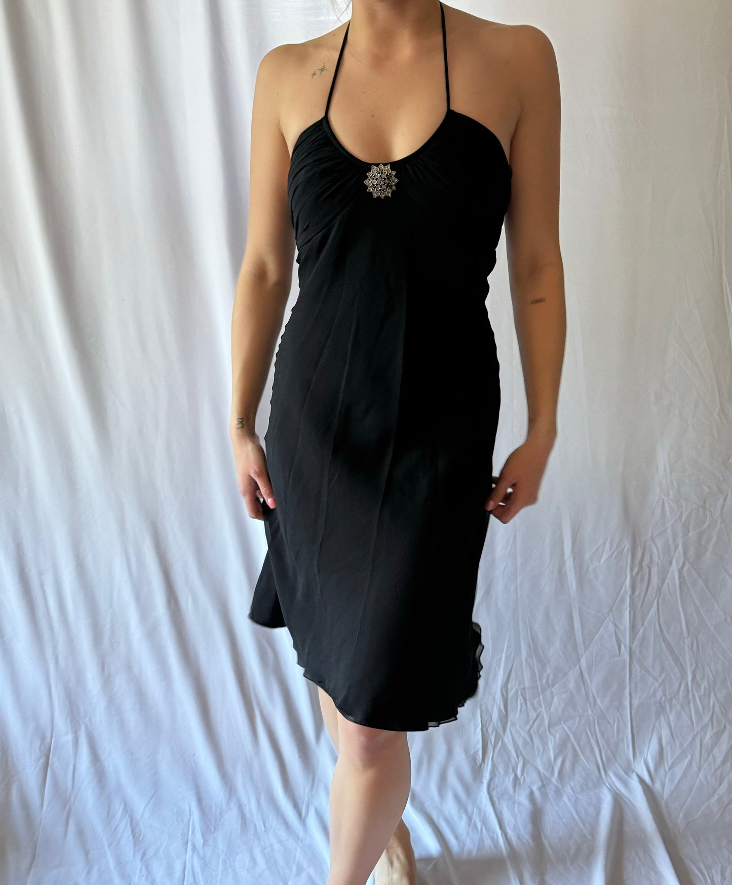 XS/S Vintage Y2K Midi Halter Pendant Dress