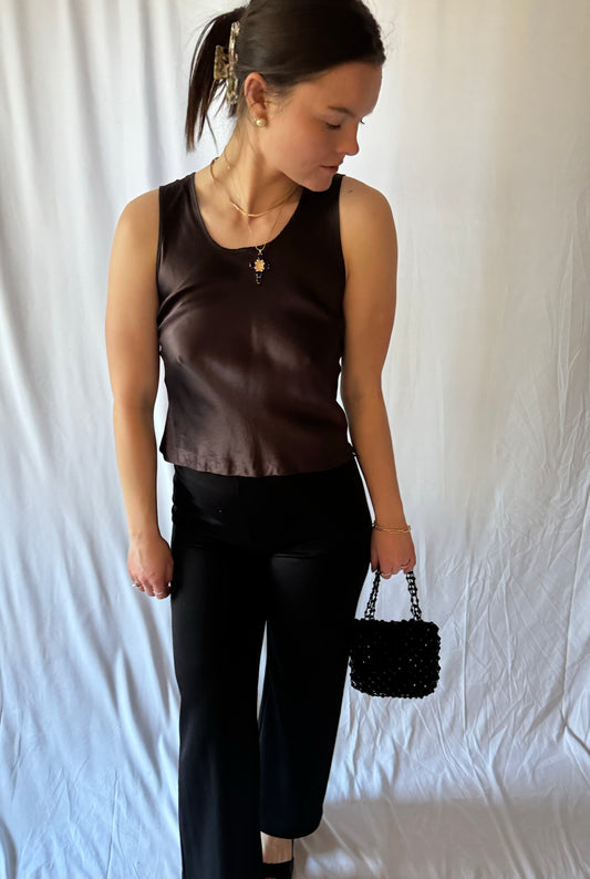 100% Silk Brown Tank