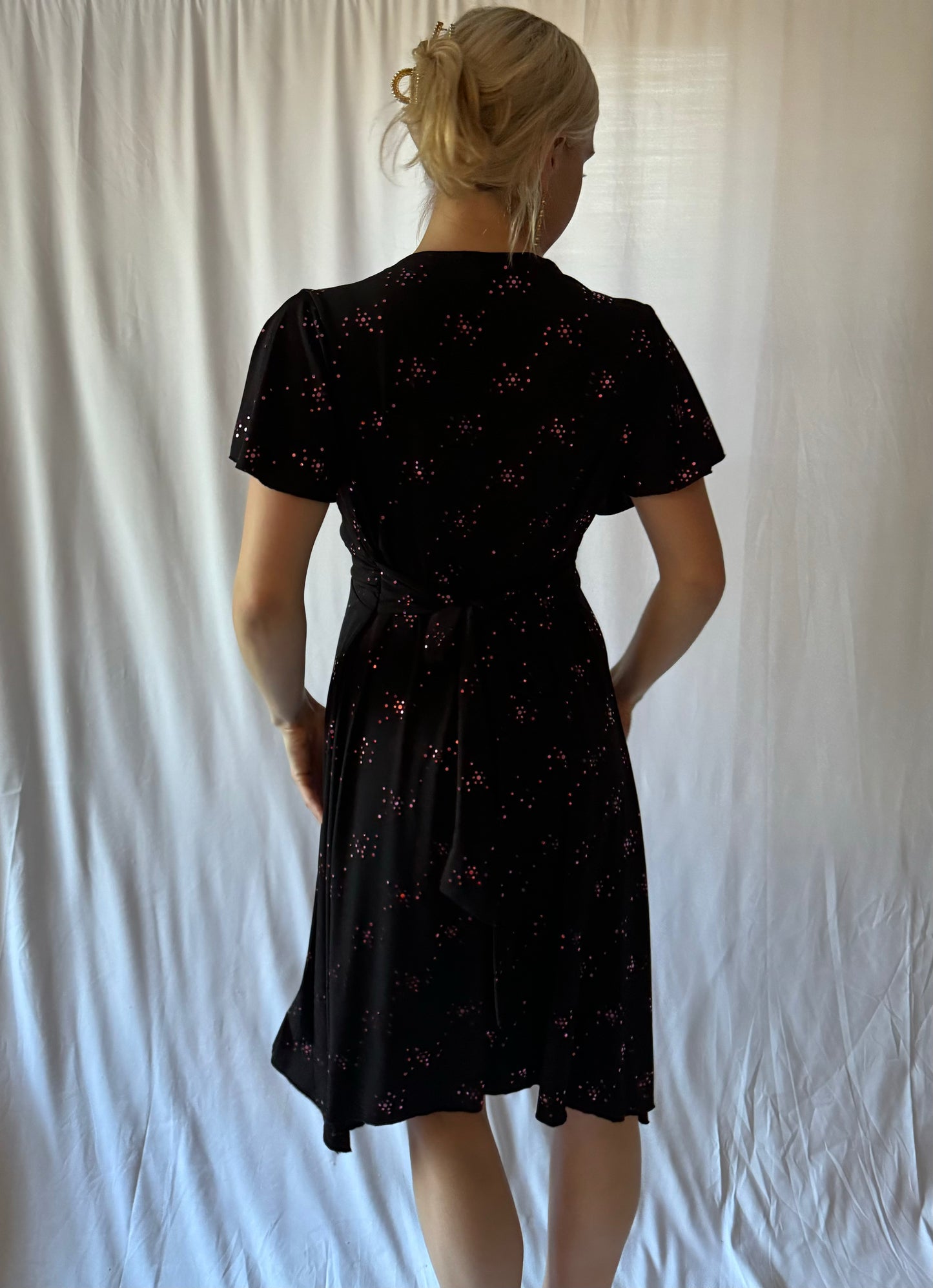 Y2k/Vintage Black & Pink Flutter Midi