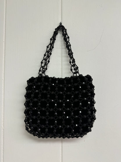 Vintage Black Beaded Basket Bag