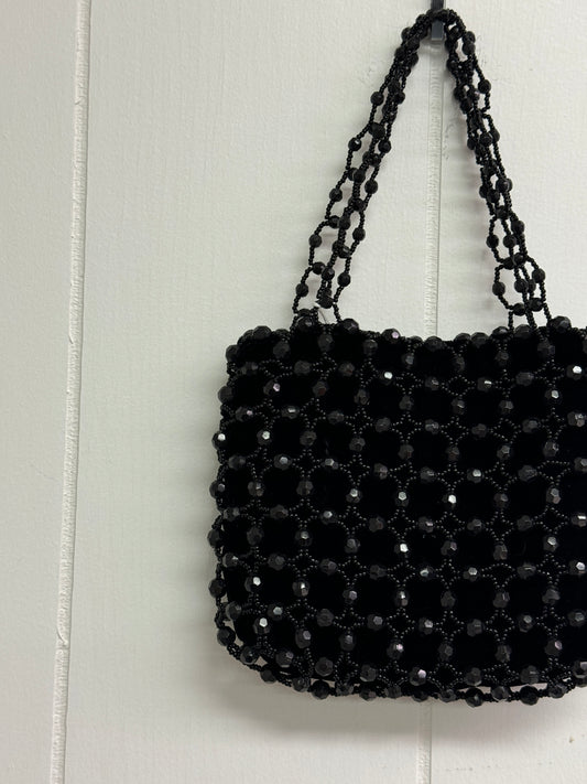 Vintage Black Beaded Basket Bag