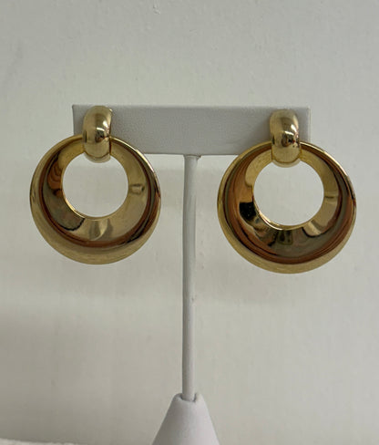 Vintage Wide Gold Circle Earrings