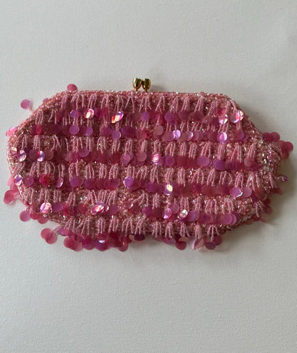 Vintage/Y2k Pink Beaded Clutch