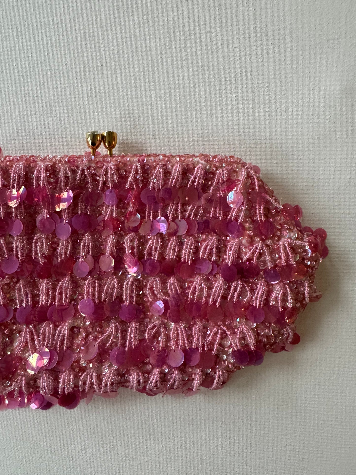 Vintage/Y2k Pink Beaded Clutch