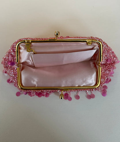 Vintage/Y2k Pink Beaded Clutch